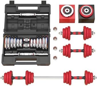 HAKENO Adjustable Weights Dumbbell Barbell Set Anti-Slip Metal Handle 3-in-1 Cast Iron Dumbbells Set with Connecting Rod for HomeBody Workout Fitness
