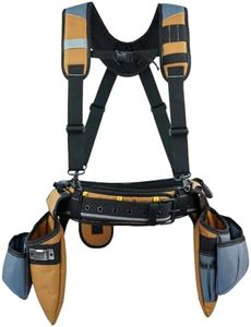 KUNN Carpenter Tool Belt with Suspenders Pro Framer Suspension Tool Rig for Construction Contractors and Electrician,Khaki