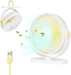 Geepen USB Desk Fan Hook Fan Mini Table Fan Portable Personal Fan Small but Powerful USB Fan with 3 Speeds Adjustable 90° Rotatable 1.2M Cable Silent Fan for Home Office Car Camping - Purple