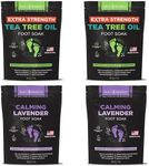 DAILY REMEDY 4-Pack - 2 Extra Strength Tea Tree Oil & 2 Calming Lavender Foot Soak Set - Made in USA - Soothes Sore Tired Feet, Athletes Foot, and Softens Calluses - 64 oz