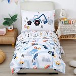 STYHO Toddler Bedding Set Cars Print Duvet Cover Set for Boys Junior/Cot Bed Reversible Lovely Colorful Comforter Cover(White, Cot Bed)