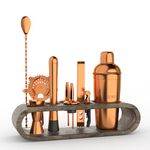 Saki Home Decor Bartender Kit:10-Piece Bar Tool Set with Wooden Stand | Perfect Home Bartending Kit and Cocktail Shaker Set for a Perfect Drink Mixing Experience | Fun Housewarming Gift (Copper)