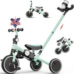 EagleStone 5 in 1 Toddler Bike, Foldable Tricycle for Toddlers 1-3 Years Old, Toddler Tricycle with Push Handle, Birthday Gifts and Toys for 2 3 4 5 Year Old Boys and Girls