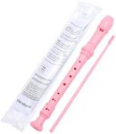 8Hole Descant Soprano Recorder,Soprano Recorder Descant Flute Recorder 8Hole Clarinet German Style Treble Flute,Plastic Soprano Recorder with Fingering Chart Instructions and Cleaning Rod Bag,Pink