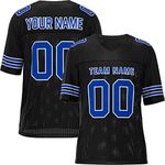 Custom Football Jersey Stitched/Printed Number Letters,Personanlized Sports Jerseys for Men/Women/Youth/Preschool, Black-royal-white, Large