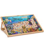 Becko Adjustable Wooden Puzzle Board Portable Jigsaw Puzzle Plateau 30.3 x 20inch Puzzle Board with Easel for Adults and Kids Up to 1000 Pieces