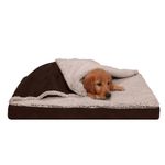 Furhaven Cooling Gel Dog Bed for Medium/Small Dogs w/Removable Washable Cover, for Dogs Up to 35 lbs - Berber & Suede Blanket Top Mattress - Espresso, Medium