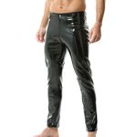 YOOBNG Mens Straight Leg Activewear Leggings Skinny PVC Faux Leather Pants Disco Pants Black