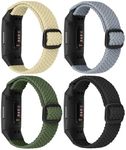 LHXYUO 4 Pack Adjustable Elastic Braided Sport Bands Compatible with Fitbit Charge 4 / Charge 3 / Charge 4 SE, Soft Loop Stretchy Straps Replacement Wristbands for Women Men