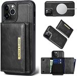 PULOKA iPhone 13 PRO Pu Leather Wallet Case Cover with 5 Card or Cash Slot Magnetic Detachable 2 in 1 Removable Smart Case – Black