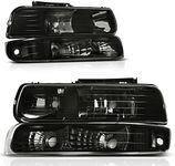 AUTOSAVER88 Headlights Assembly Compatible with 1999-2002 Chevy Silverado / 2000-2006 Tahoe Suburban Headlamp with Bumper Lights