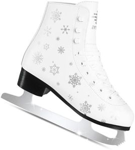 LEVYTEMP Women's/Girls Figure Ice Skates - Youth White Snow Figure Skating Shoes with Two Insoles - Comfortable, Safe Indoor Outdoor Rink Size US 8