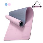 Halohop Yoga Mats for Women Exercise Mat for Home Workout Gym Mat Anti Slip Premium Mat TPE Material 6mm Yoga Mat with Guide Align and Carry Strap for Men and Women(183cm*61cm*0.6cm)