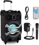 Pyle 500 Watt Portable BT Connectivity Karaoke Speaker System - PA Stereo with 8" Subwoofer, DJ Lights Rechargeable Battery Microphone, Recording Ability, MP3/USB/SD/FM Radio - PWMA325BT