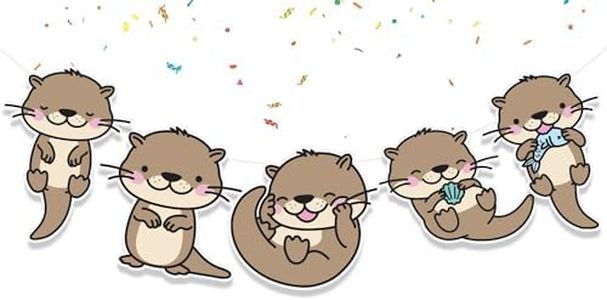 Otter Birthday Banner Cute Sea Animals Friends Party Supplies | Birthday Decorations for Cute Otters Theme