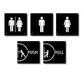 Vertical Root Inc® Premium Black White Acrylic Men, Women, Restroom, Push & Pull Door Sign Easy to Mount 3M Self-Adhesive Tape Signage for Hotel Office Corporate ETC.