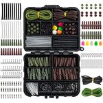 Dr.Fish 278pcs Carp Fishing Tackle Full Set Up Rig Kit Box Clips Hooks Terminal Tackles, Green Brown