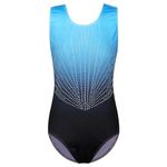 ZNYUNE Gymnastics Leotards for Girls Sleeveless Long Sleeve Gradient Dance Gymnastics Leotard 3-14 Years 322 BlackBlue 16A