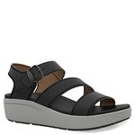 KEEN Women's Ellecity Backstrap Open Toe Adjustable Comfortable Platform Wedge Sandal, Black/Drizzle, 10