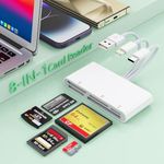 SD/TF/CF/MS/XD Card Reader for iPhone/USB C, 5 in 1 Multi Memory Card Reader OTG Adapter Hub for Micro SD/SD,XD Picture Card Reader with Lightning Memory Stick Adapter for iPhone 15/14,Android