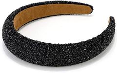 Atoden Black Rhinestone Padded Sequin Diamond Glitter Sparkle Jeweled Bling Headbands for Women's Hair