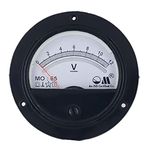 Om Meters MO-65 Round Moving Coil Analog Panel Meter 12V Voltmeter (Black) (80mm)