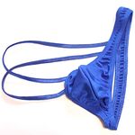 sdfpj 2pc Double Band Design Men's Sexy Thong T-pants Low-waist Male G-string Bulge Pouch Cute Men's Underwear Jockstrap Gay Underwear (Color : Blue, Size : One Size)