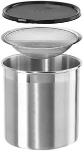 Oggi Stainless Steel Jumbo Grease Container with Removable Strainer and Snug Lid. Perfect Container for Fryer Oil, Bacon drippings, lard and ghee Oil. Large Capacity can - 1 Gall / 4 Qt / 3.75 Lt