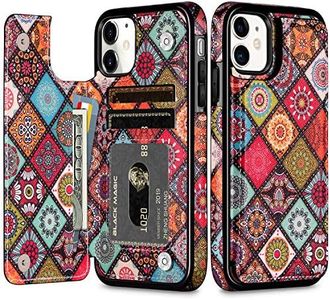 HianDier Wallet Case for iPhone 11 Slim Protective Case with Credit Card Slot Holder Flip Folio Soft PU Leather Magnetic Closure Cover for 2019 iPhone 11 iPhone XI, Mandala Colorful