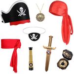 8 Pcs Pirate Accessories Set Kids Captain Pirate Role Play Pirate Costume Accessories Halloween Party Pirate Cosplay