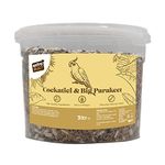 Extra Select Cockatiel & Big Parakeet Food: Complete High-Protein Bird Seed Mix for Indoor Birds - 3 Litre Bucket