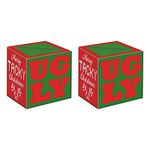 Beistle 20884 2 Pieces Ugly Sweater Ballot Boxes with Ballots, 9" x 9", Red/Green/White