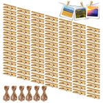 Mini Clothespins, 100 pcs Wooden Photo Clips Small Clothes Pins, Wooden Clothes Pins with 6 Pcs Jute Twine for Crafts Hanging Photos, 1.4 inch