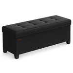 SONGMICS Storage Ottoman, Folding Storage Bench, Ottoman with Storage, Storage Ottoman Bench, for Living Room, Bedroom, 15 x 43.3 x 15.7 Inches, Ink Black ULSF018B01