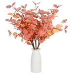 Atoke 5 Pcs Artificial Eucalyptus Stems Fake Plants 24" Fall Faux Silk Leaves Autumn Eucalyptus Plant Branches for Autumn Decor Home Table Centerpieces Wedding Party Thanksgiving Halloween Decor