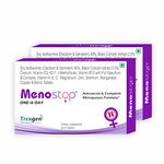 Trexgen MENOSTOP Women's One-a-day Menopause Formula with Standardized Isoflavones Daidzein, Genestein, Black Cohosh, Complete Multivitamins & Minerals (30x2 Box =60 Tablets)