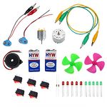 Electronic Spices 28pcs Mini Starter kit for beginners (motor, battery, switch, alligator clip, buzzer,resistor, led, propeller)