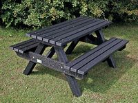 Office Needs Direct Heavy Duty Picnic Bench Table 1500mm Weatherproof Recycled Plastic Black