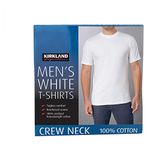 12 Pack Kirkland Signature Men's Crew Neck T-Shirts 100% Cotton Tagless - White (2XL)