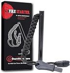 Surviveware Emergency Fire Starter with Workable Whistle Paracord Handle and Strong Steel Serrated Scraper - 12 000 Guaranteed Strikes