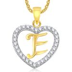 Valentine Gifts MEENAZ 'E' Letter Heart Pendant Locket Alphabet for Women and Men with Chain