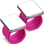 2 Pieces Magnetic Sewing Pincushion, Magnetic Wristband Pin Cushion Holder for Quilting Sewing Pins Hair Clips with Flannelette Bag, Silicone Wrist Strap Bracelet (Pink)