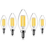 Spacelumen E14 LED Candle Bulbs Small Screw, Dimmable Edison LED Light Bulb, 6W 2700K Candle Light Bulbs for Chandeliers Ceiling Lights, Pack of 5