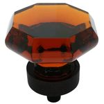 Cosmas 10 Pack 5268ORB-A Oil Rubbed Bronze Cabinet Hardware Knob with Amber Glass - 1-5/16" Diameter