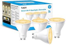 TP-Link Tapo Smart Wi-Fi Spotlight, Dimmable, 2700 K Warm Light, GU10 Lamp Base, Remote Control, Energy Saving, Compatible with Alexa & Google Home, No hub Required Tapo L610(4-Pack) [Energy Class D]