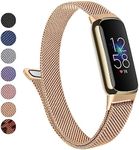 Metal Band for Fitbit Luxe Bands Women Men, Stainless Steel Mesh Loop Adjustable Magnetic Wristband Replacement Strap Compatible with Fitbit Luxe Fitness and Wellness Tracker (Rose Gold)