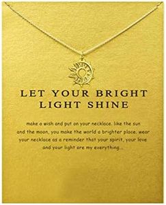 Fashion Sun Necklace Clavicle Chain Sunlight Sunshine Pendant Necklace With Message Card Friendship Dainty Gold Silver Jewelry (moon sun yellow)