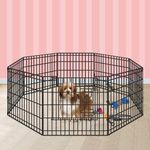 Beastie 24" Foldable Pet Dog Metal Playpen, Universal Portable Pet Exercise Cage Play Yard Enclosure Fence for Indoor Outdoor, 8 Panels Folding Dog Play Pen Frame for Puppy Cat Rabbit Animal