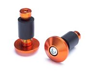 Motorcycle HandleBar Bar End Weights Plugs Caps Anti Vibration CNC Billet Aluminium for 22mm 7/8 Inch Hollow Handlebars (Orange) 2 PCS