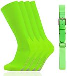 Youper Youth Baseball/Softball Belt & Socks Combo Set (2 Pairs of Socks & 1 Belt) (Neon Green, Medium)